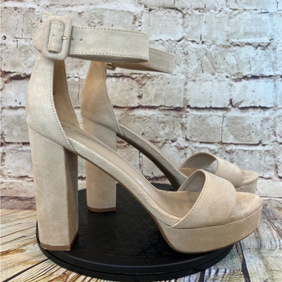 Dream Pairs Tan Open Toe Chucky Adjustable Ankle Buckle Strap Block Heels 10 - Picture 9 of 9